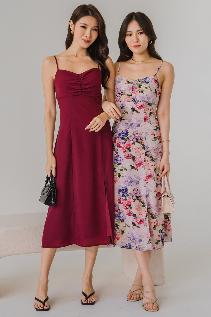 Love Language Padded Midi Dress (Dark Cherry) – Ohvola