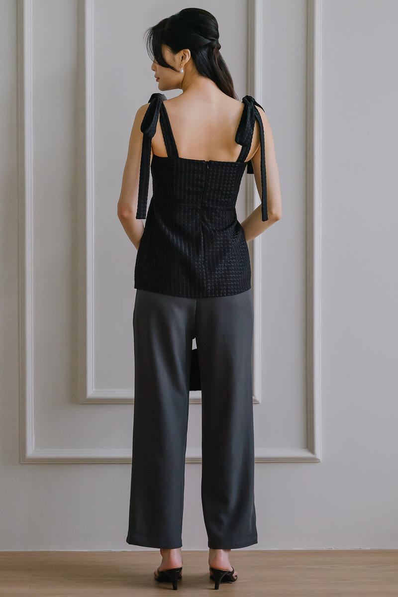 Bisou Padded Ribbon Top (Black) – Ohvola
