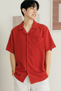 Heartstrings Notched Collar Shirt (Red)