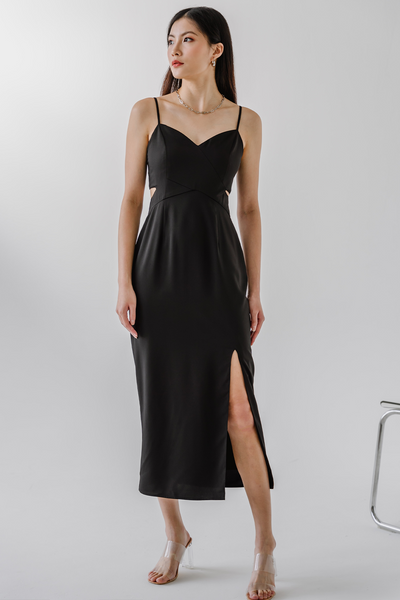 Infinite Glam Padded Midaxi Dress (Black)
