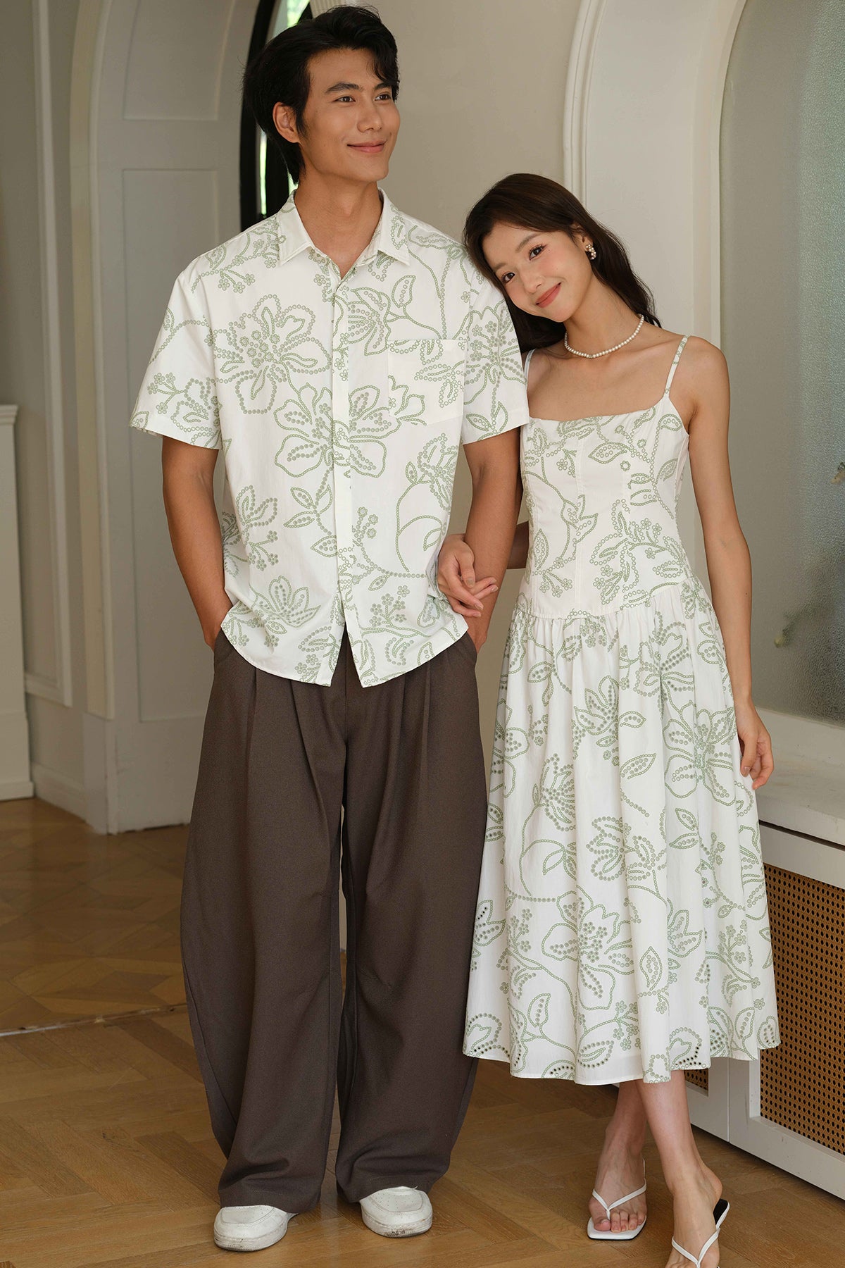 Bloomhaus Padded Embroidered Dress (Sage)