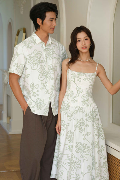 Bloomhaus Padded Embroidered Dress (Sage)
