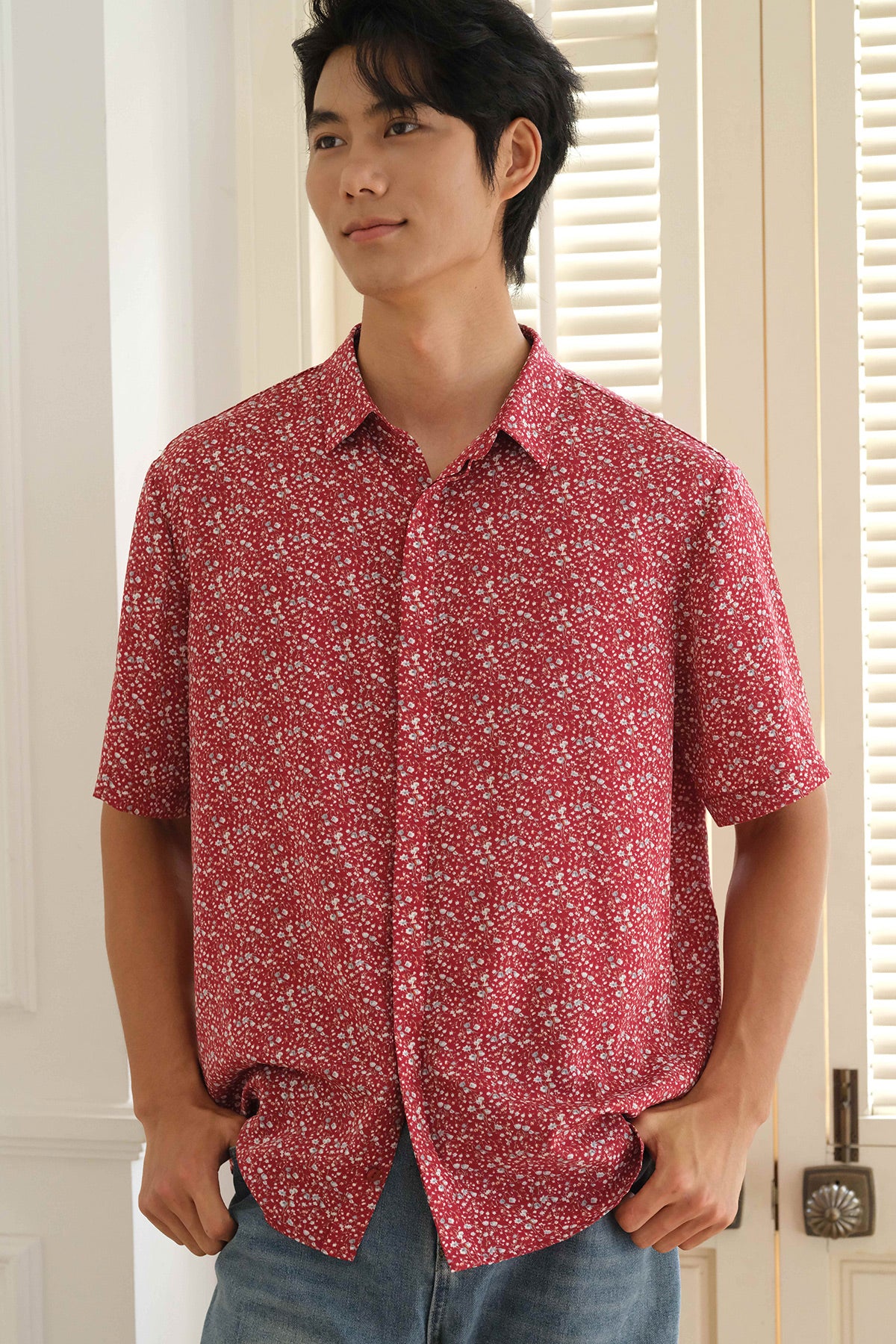 With Grace Collar Shirt (Merlot)