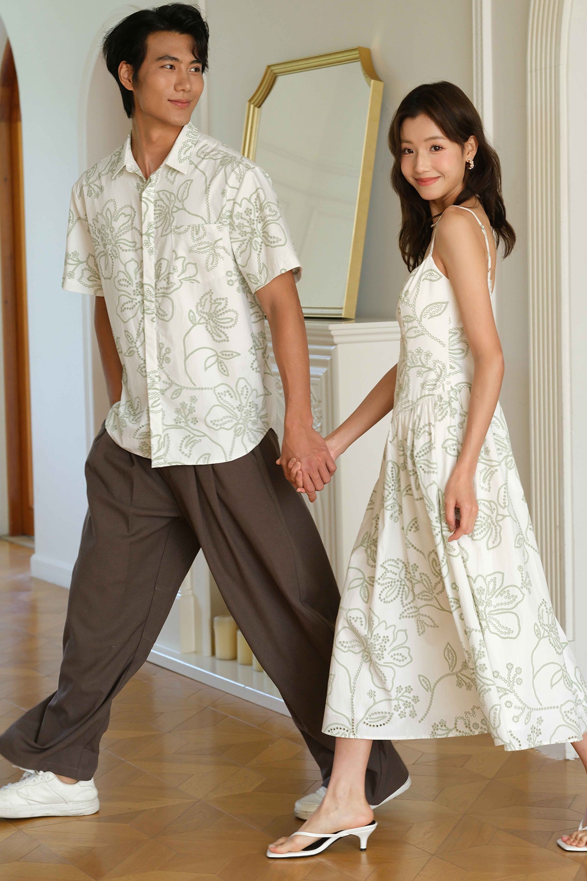 Bloomhaus Padded Embroidered Dress (Sage)