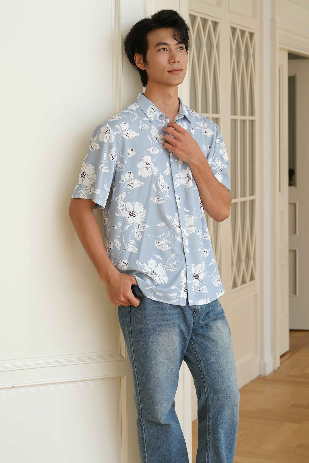 With Grace Collar Shirt (Sky)