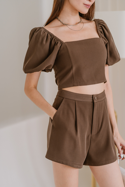 Refined Two-Way Cropped Top (Cocoa)