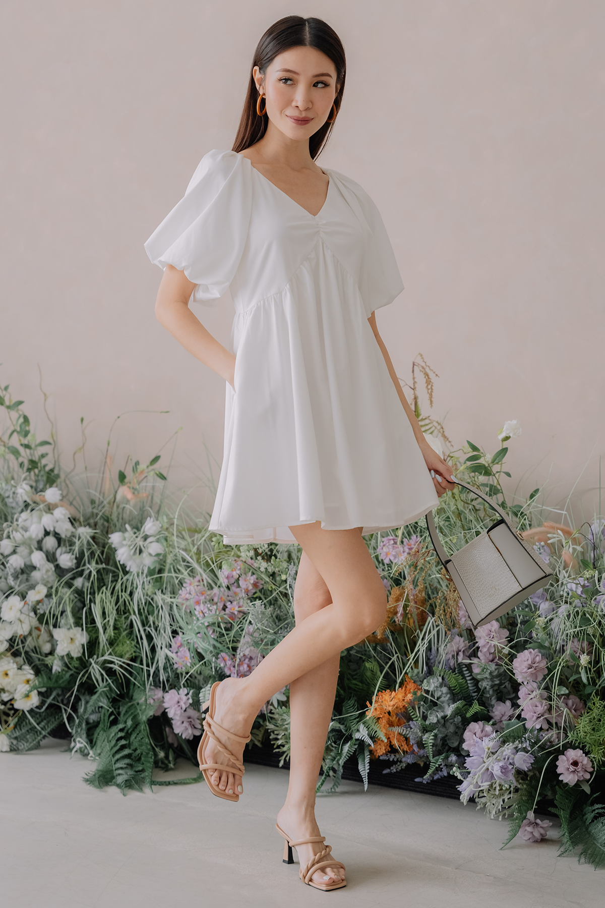 Flounce dress with sales sleeves