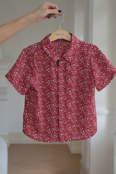 Mini With Grace Collar Shirt (Merlot)