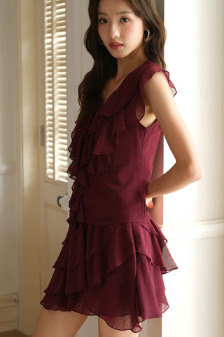 Lucien Ruffle Skort (Burgundy)