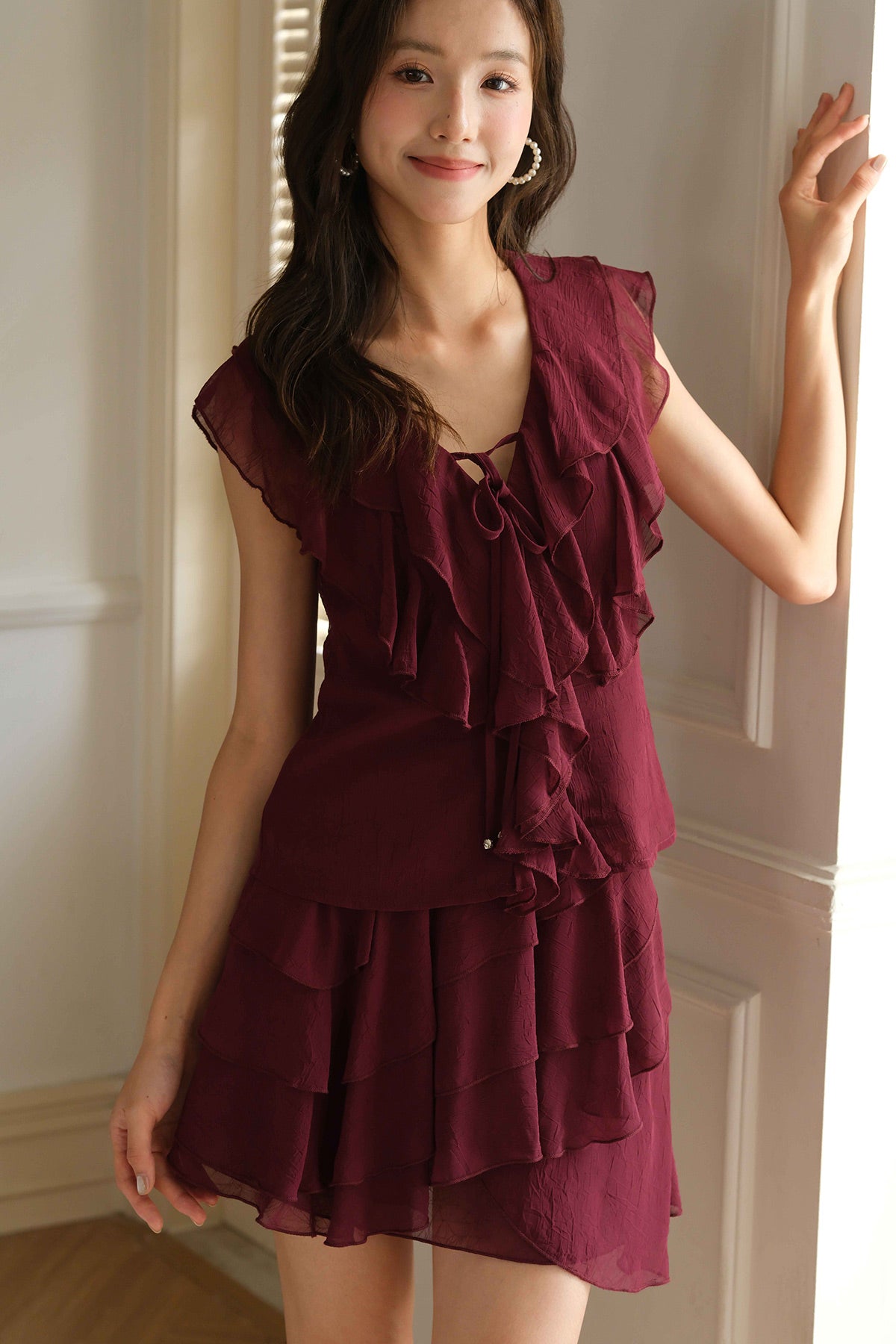 Lucien Ruffle Skort (Burgundy)