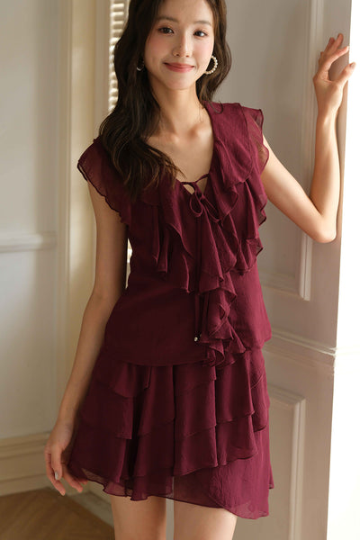 Lucien Ruffle Skort (Burgundy)