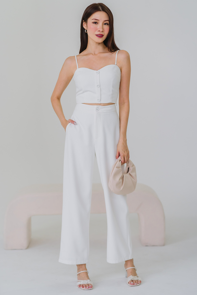 Rea Textured Tailored Pants (White)