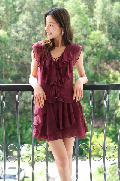 Lucien Ruffle Skort (Burgundy)