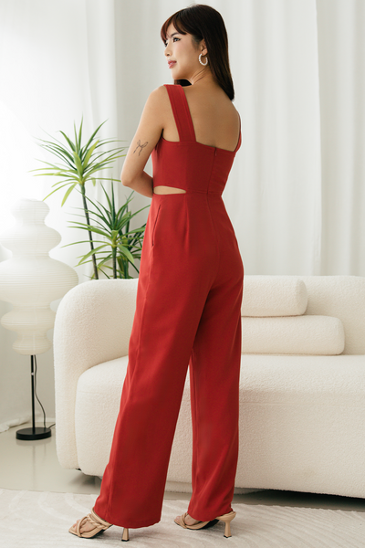 Heartstrings Cut Out Jumpsuit (Red)