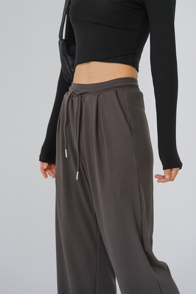 Cozy In Knit Drawstring Pants (Grey)