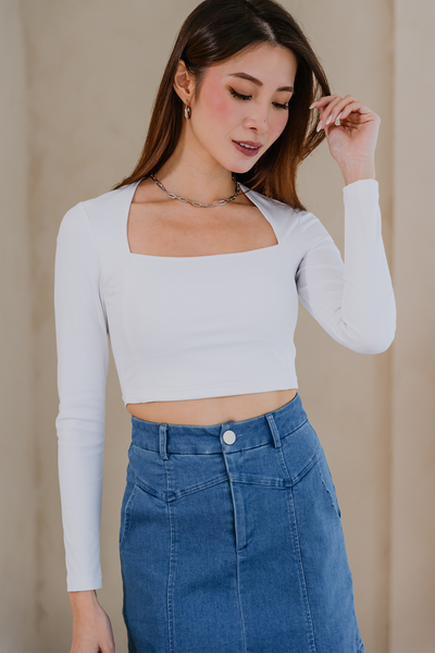 It Girl Padded Cropped Top (White)