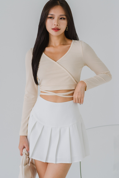 With Love, Pleated Mini Skirt (White)