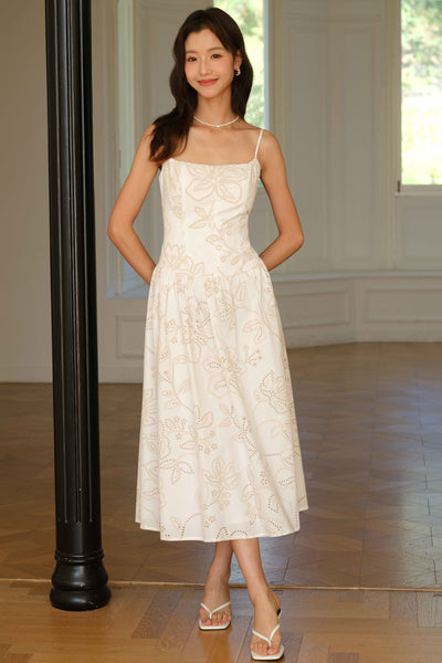 Bloomhaus Padded Embroidered Dress (Coral Blush)