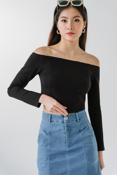 Oasis Fitted Curve Top (Black)