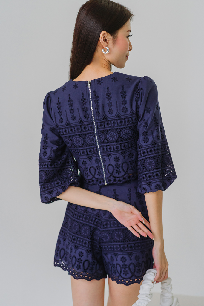 Navy blue crochet top sales