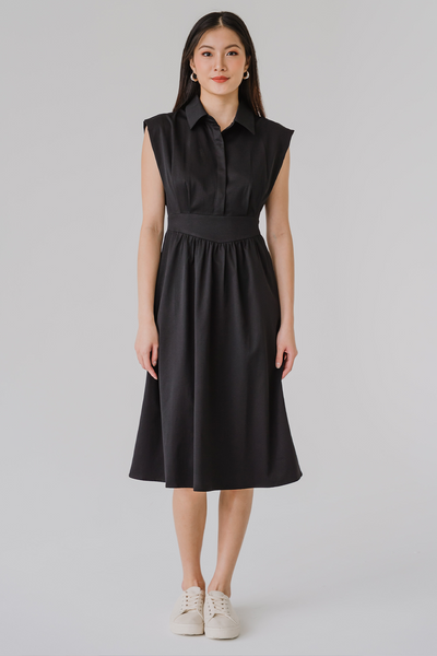 Larisa Collared Midi Dress (Black)