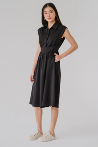 Larisa Collared Midi Dress (Black)