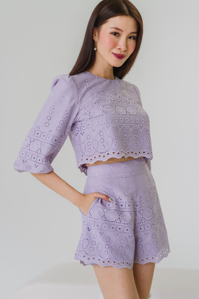 Sunday Morning Crochet Shorts (Lilac)