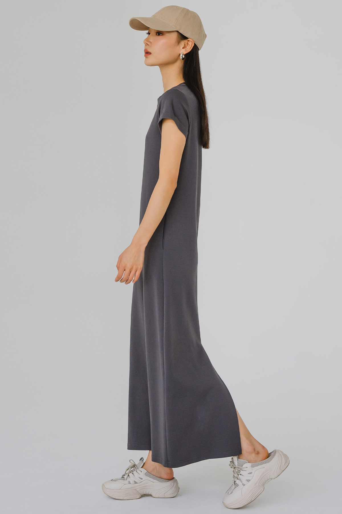 Backorder* For Keeps Round Neck Midaxi Dress (Dark Grey)