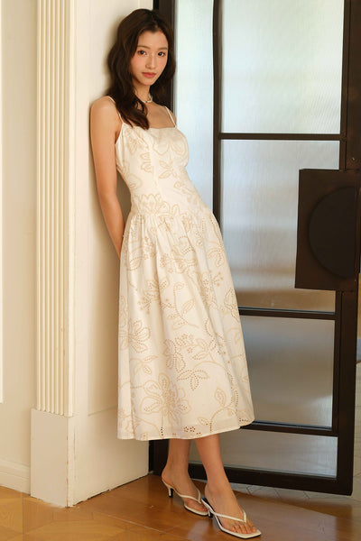 Bloomhaus Padded Embroidered Dress (Coral Blush)