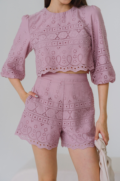Sunday Morning Crochet Shorts (Pale Pink)