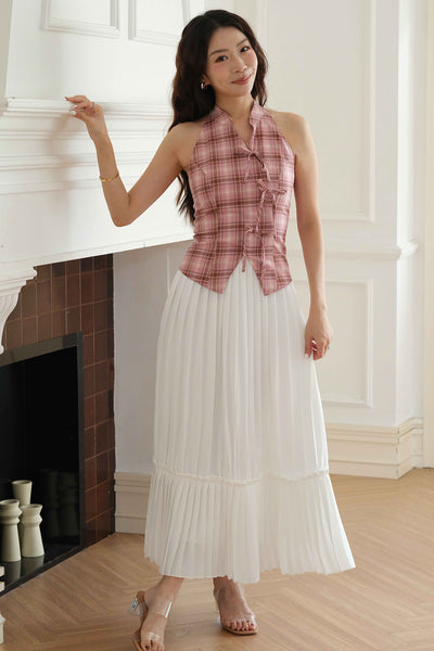 Jude Padded Plaid Top (Pink)