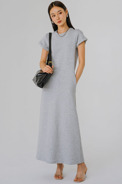 Restock* For Keeps Round Neck Dress (Light Grey)