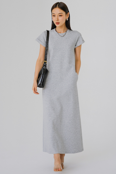 Restock* For Keeps Round Neck Dress (Light Grey)