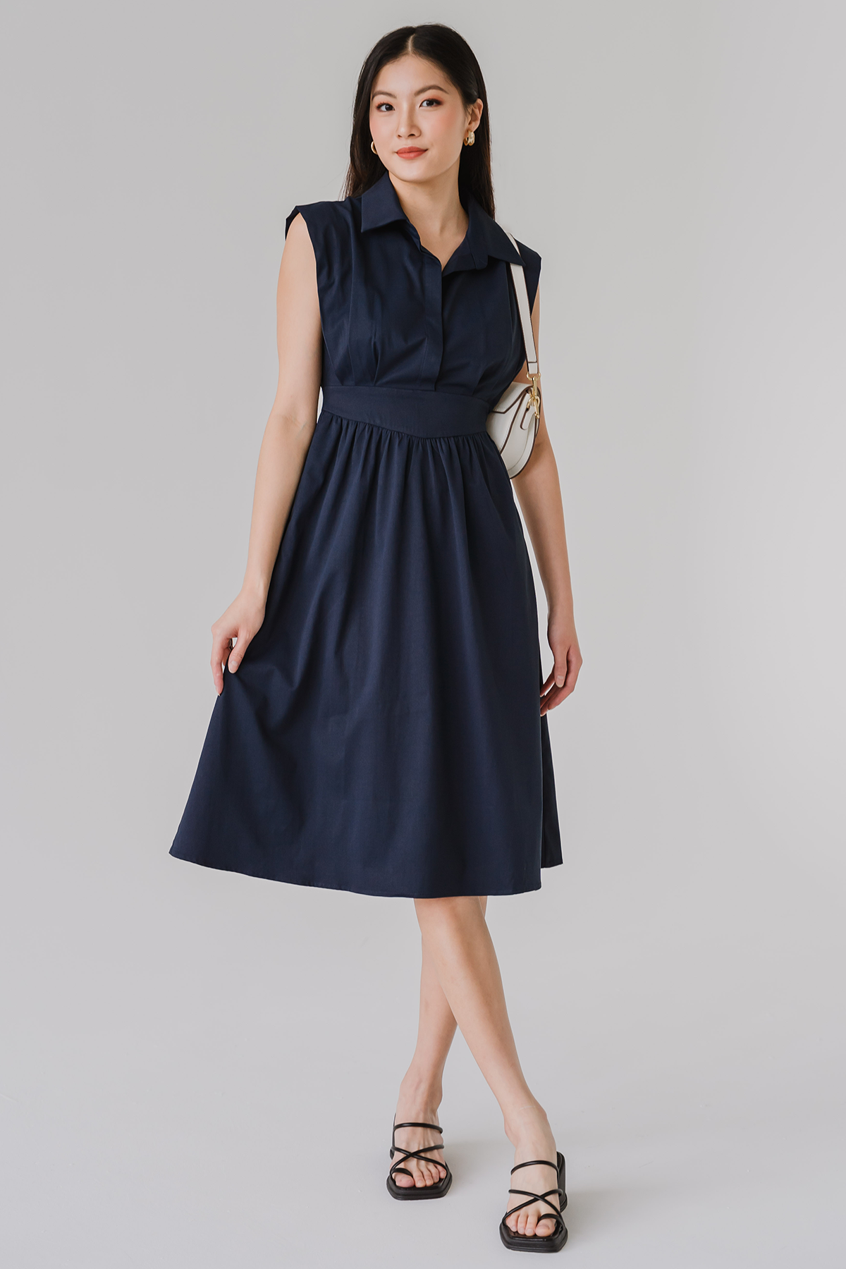 Larisa Collared Midi Dress (Navy)