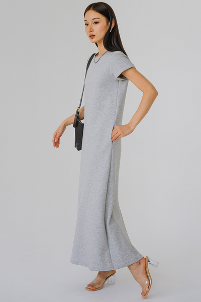 Restock* For Keeps Round Neck Dress (Light Grey)