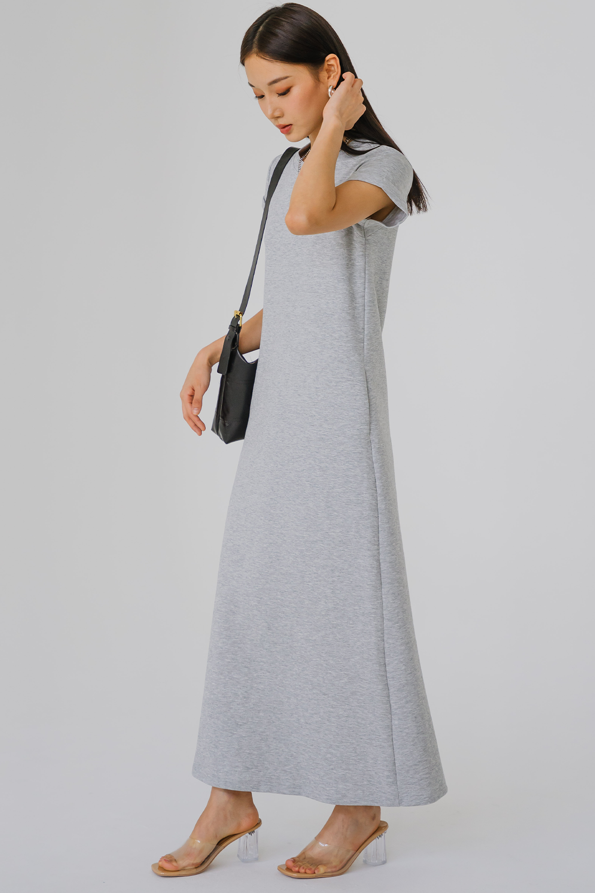 Backorder* For Keeps Round Neck Midaxi Dress (Light Grey)