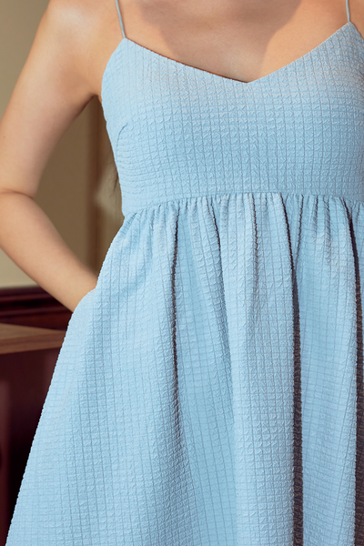 Aurora Padded Babydoll Dress (Soft Blue)