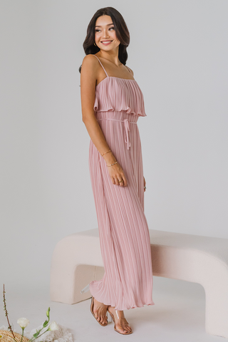 Intertwined Pleated Maxi Dress (Soft Pink)