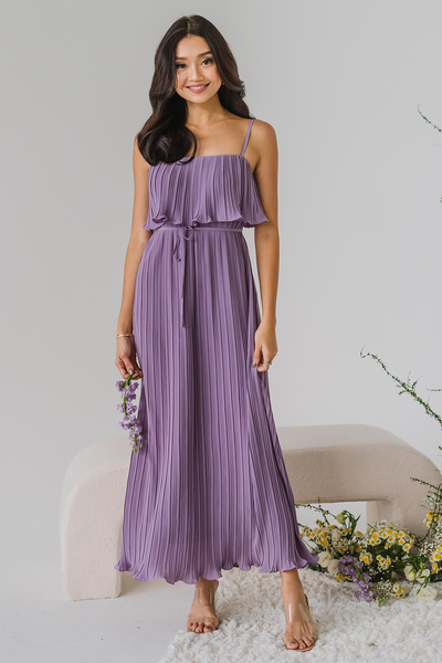 Intertwined Pleated Maxi Dress (Lilac)