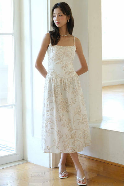 Bloomhaus Padded Embroidered Dress (Coral Blush)