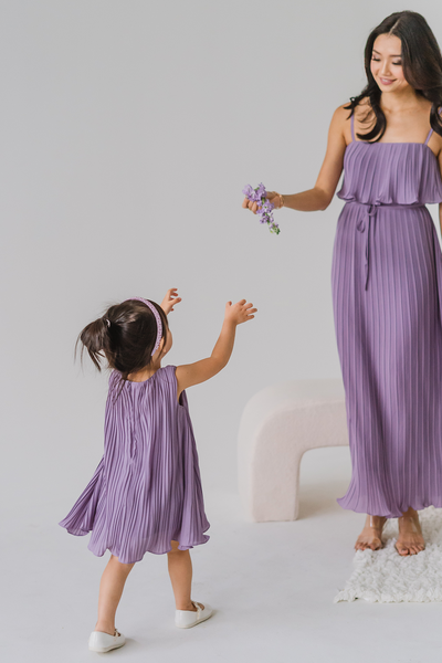 Mini Intertwined Pleated Dress (Lilac)