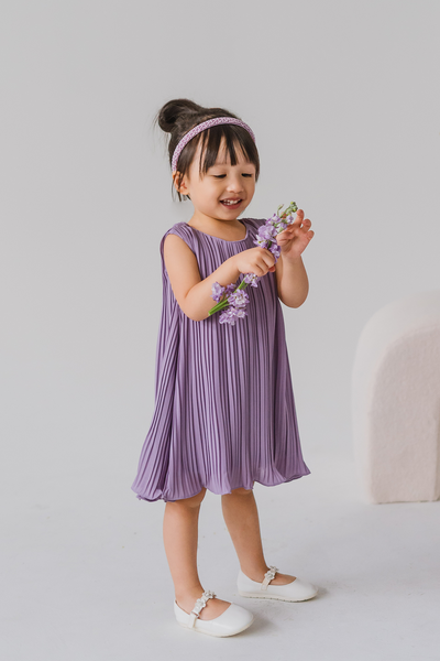 Mini Intertwined Pleated Dress (Lilac)