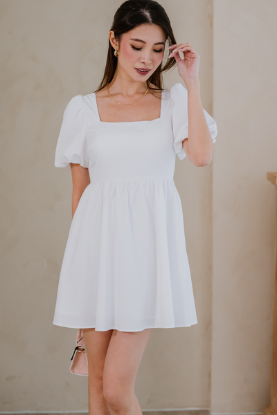 Scarlet Padded Babydoll Dress (White)