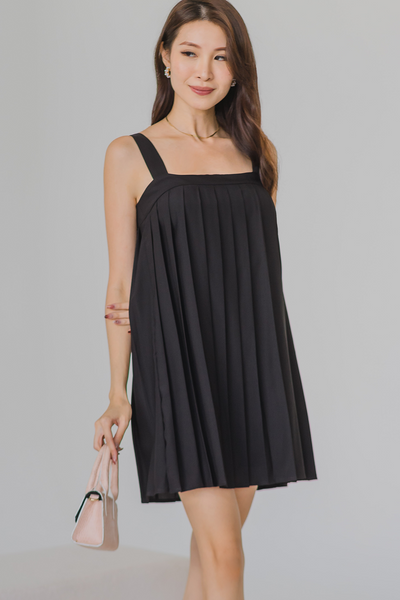 Summerdale Pleat Romper Dress (Black)