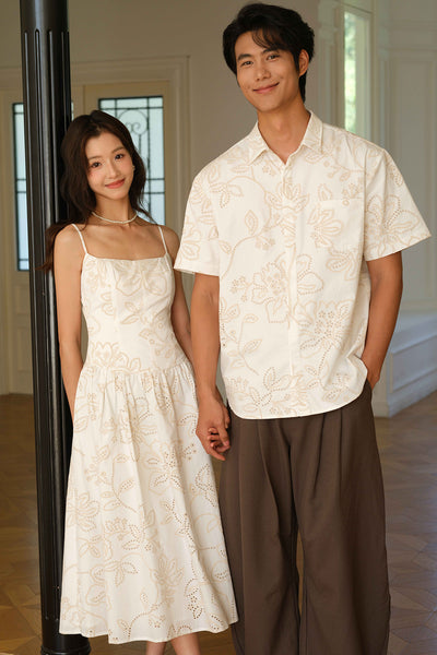 Bloomhaus Padded Embroidered Dress (Coral Blush)