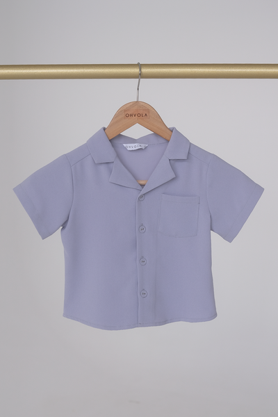 Mini Heartstrings Notched Collar Shirt (Periwinkle)