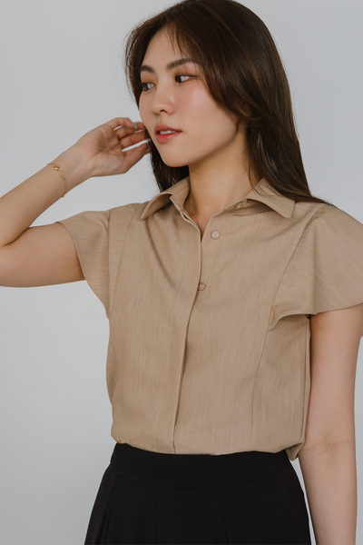 The One Flutter Sleeve Top (Khaki)