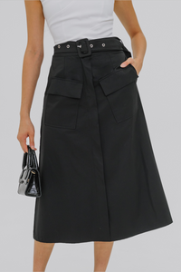 On The Road Cargo Skirt With Belt (Black)