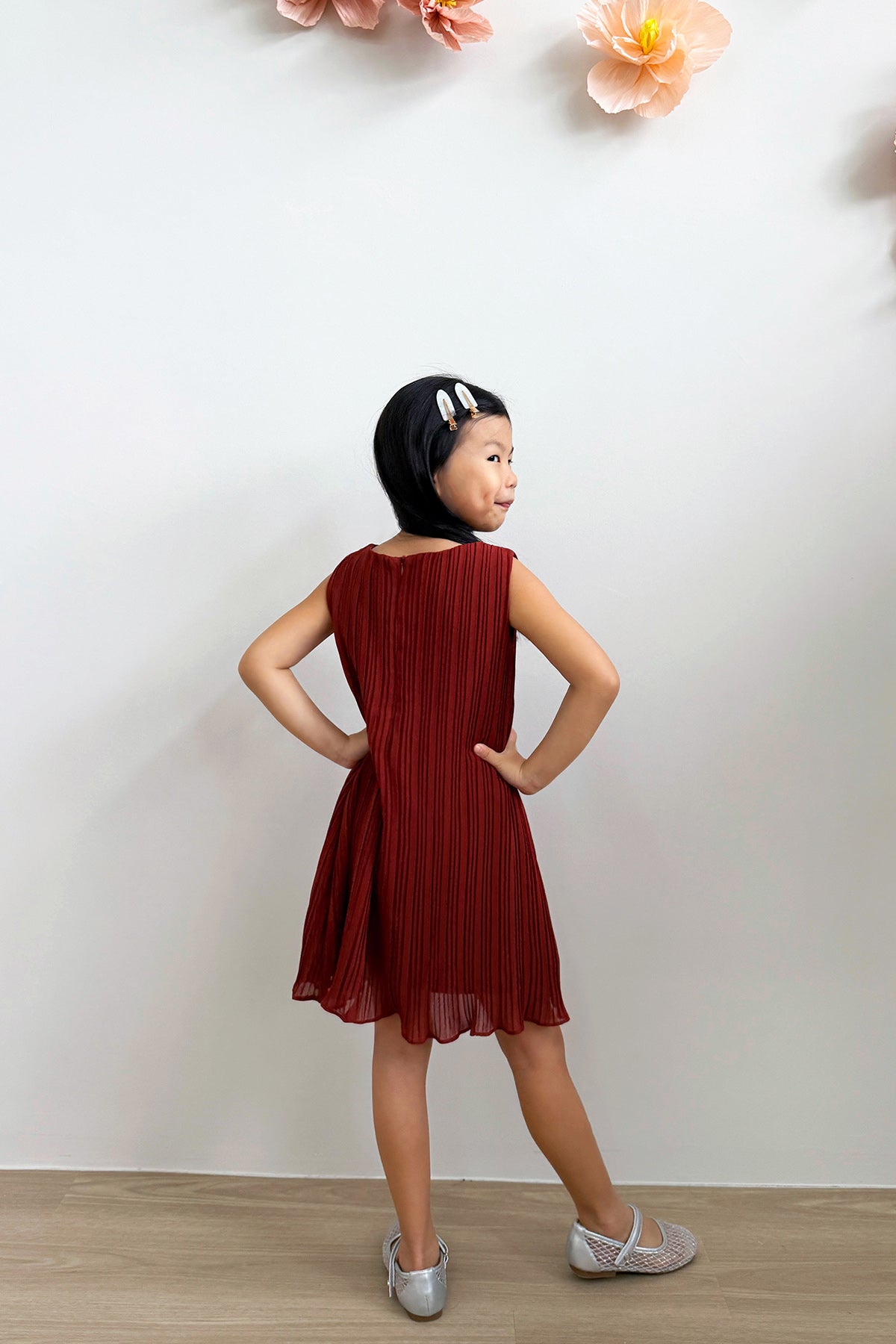 Mini Althea Pleat Dress (Brick)