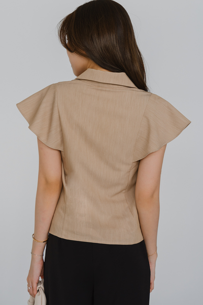 The One Flutter Sleeve Top (Khaki)